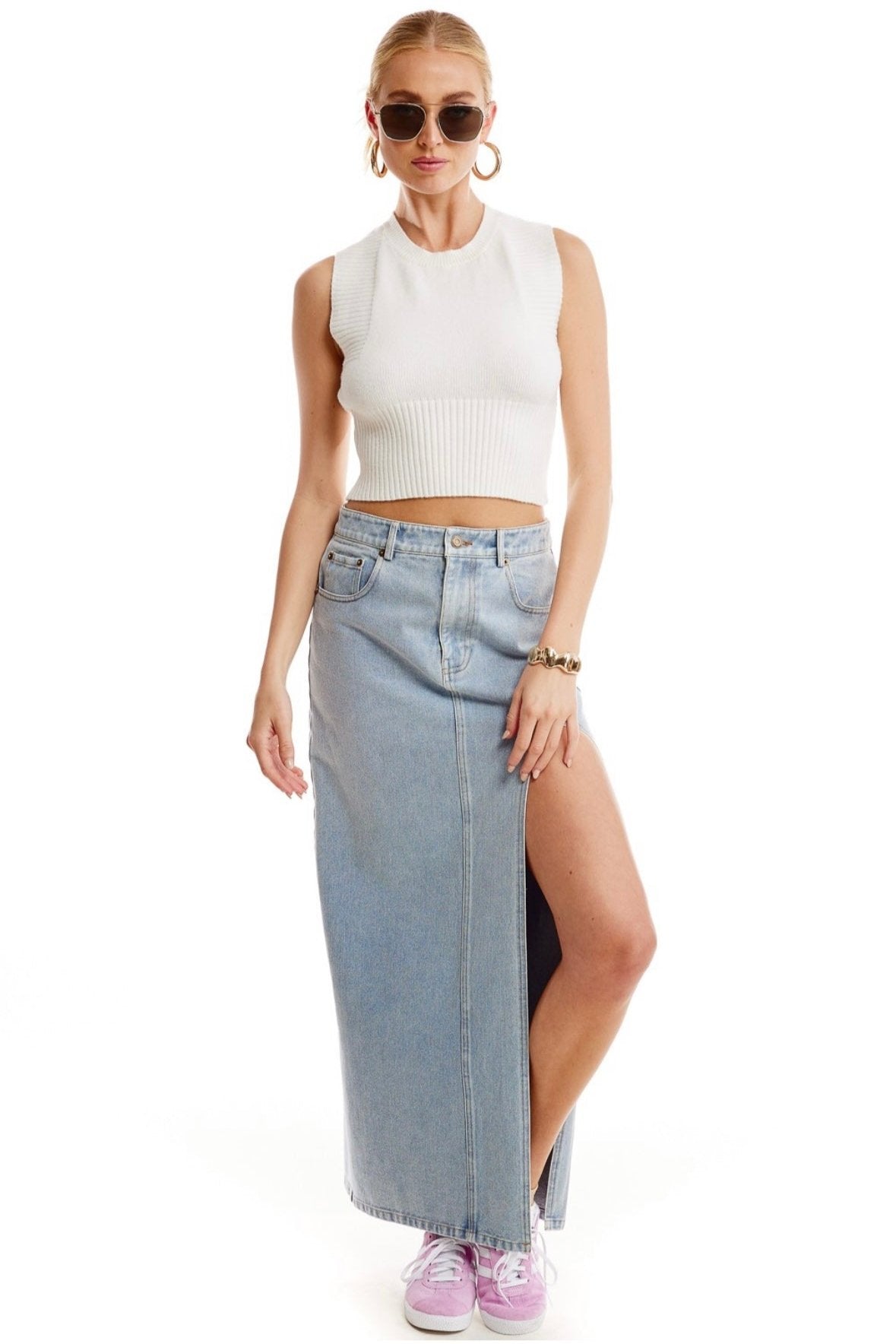 Denim Long Skirt