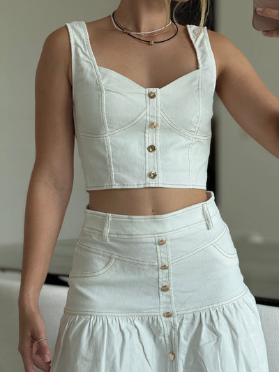 White Crop Top & Skirt Set