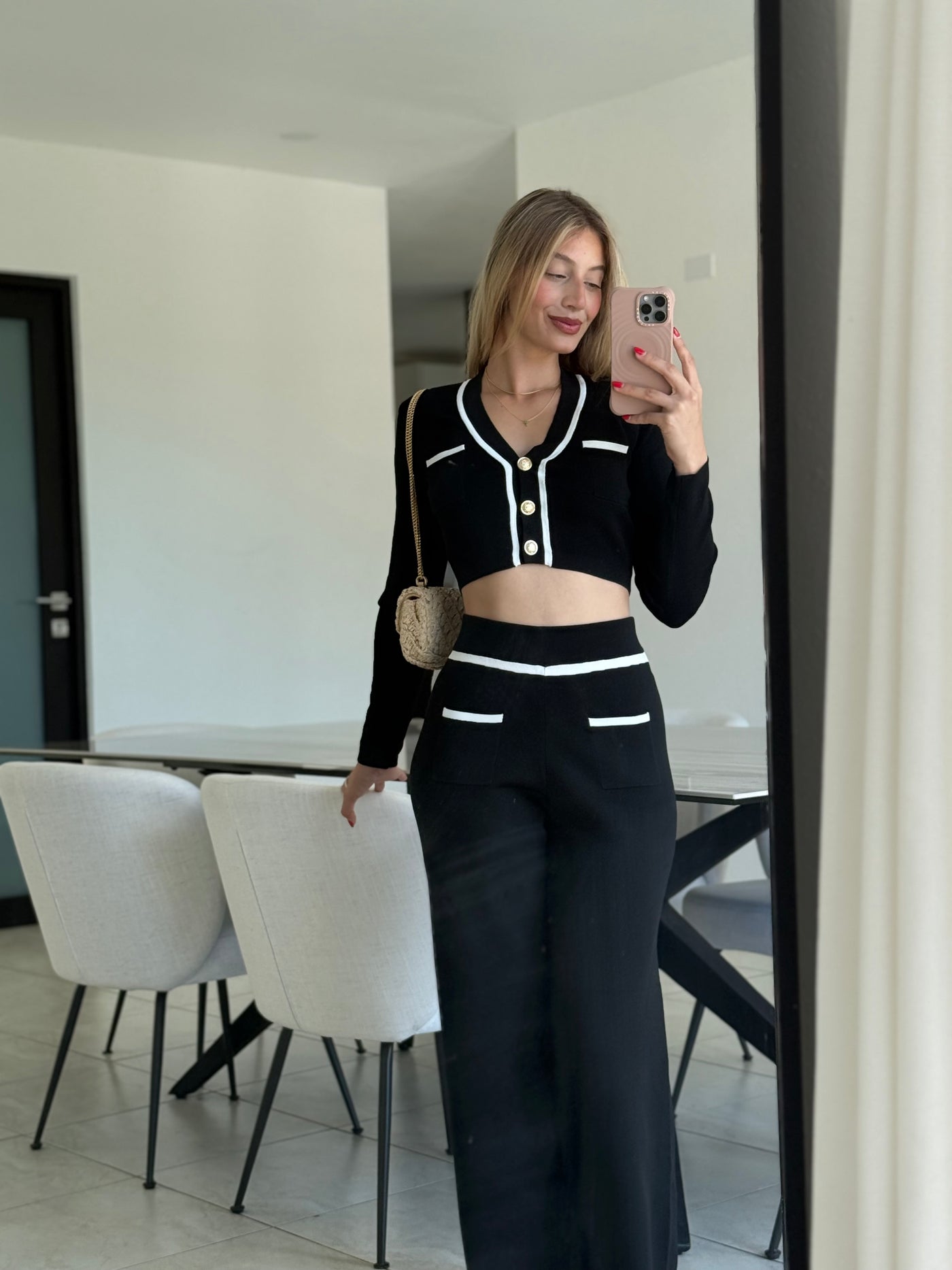 Cardigan Top & Hoght Waist Pant
