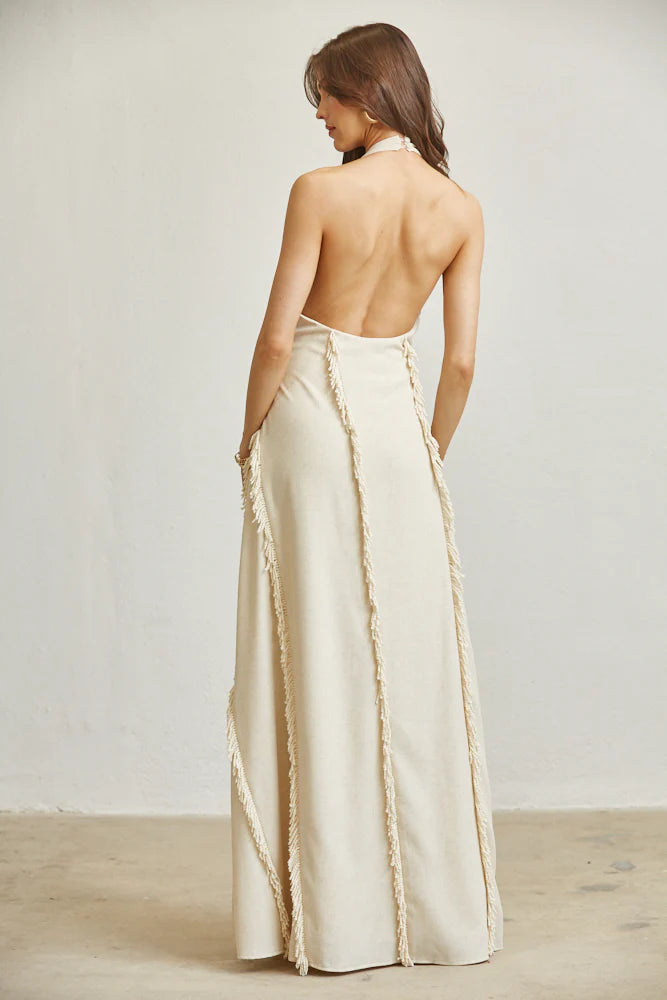 Fringe Halter Dress                     Premium Collection