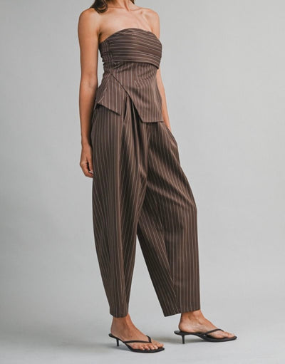 Pinstripe Strapless Pant Set PREORDER 12/22/25 Aprox