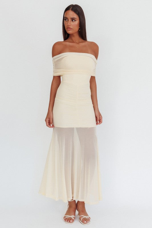 Off Shoulder Cream Dress PREORDER January/10/2026 Aprox