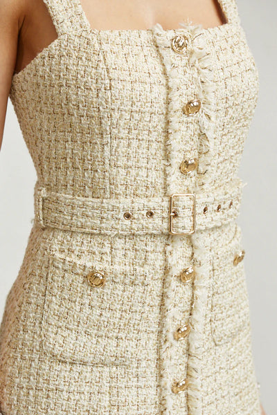 Gold Tweed Dress PREORDER 10/25/25 Aprox                  PREMIUM COLLECTION