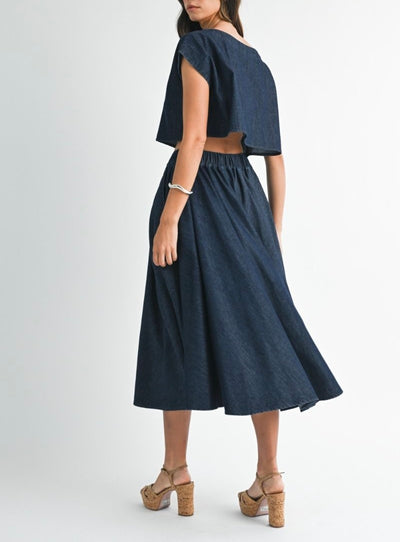 Denim Crop Top Skirt Set