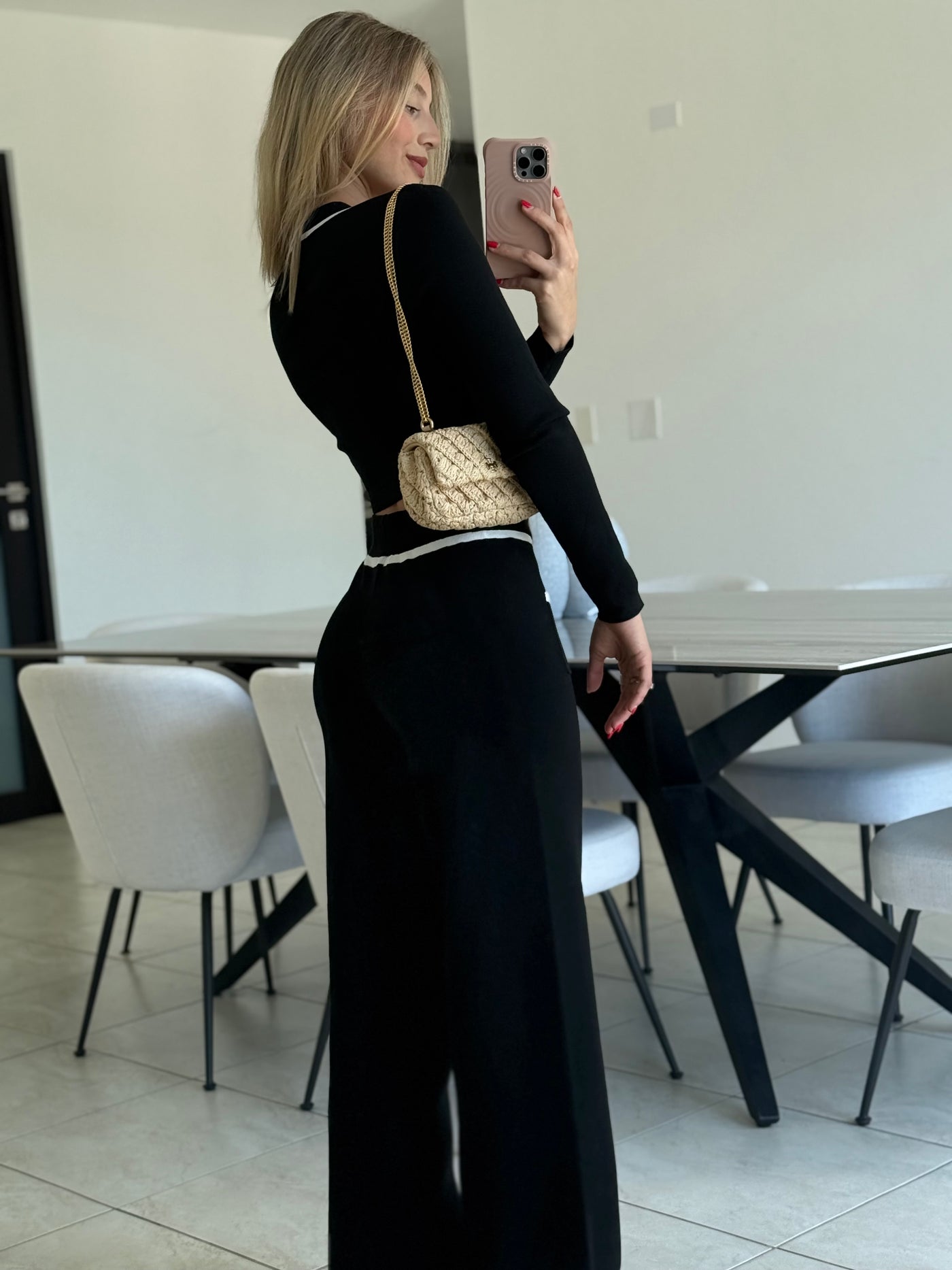 Cardigan Top & Hoght Waist Pant