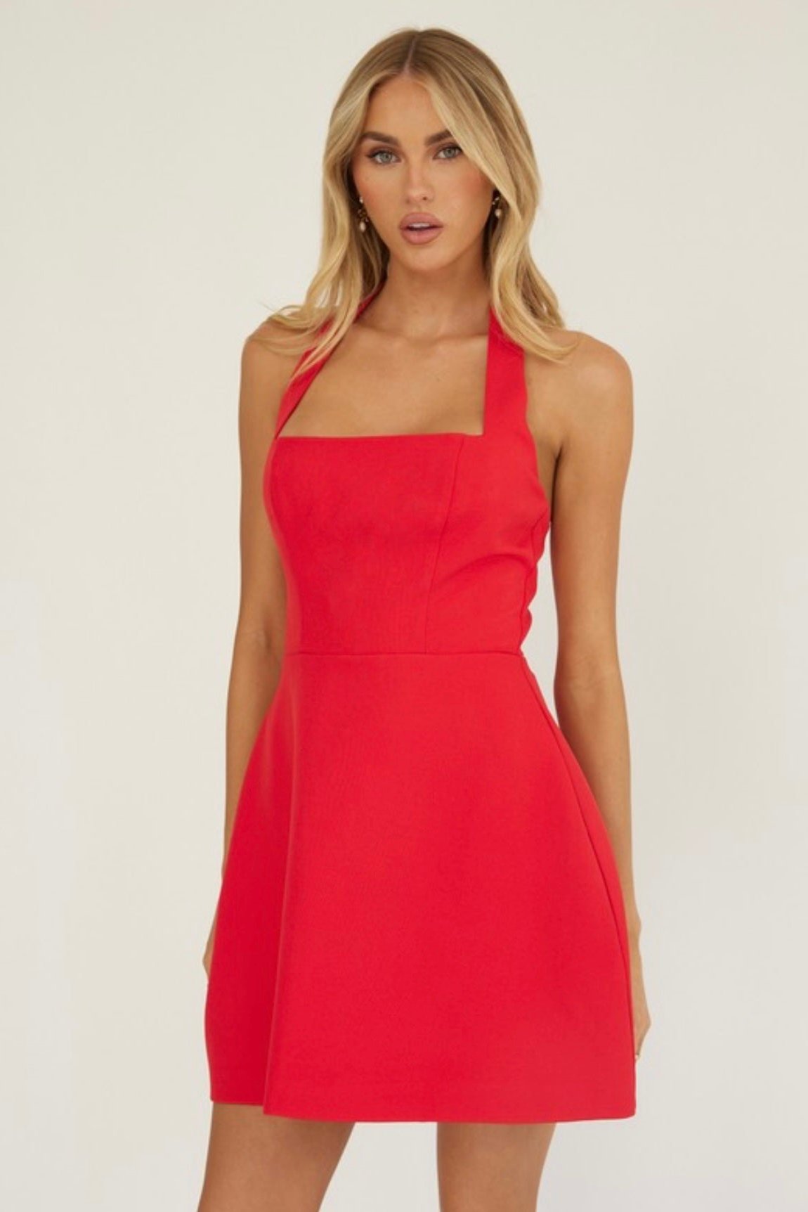 Red Halter Short Dress