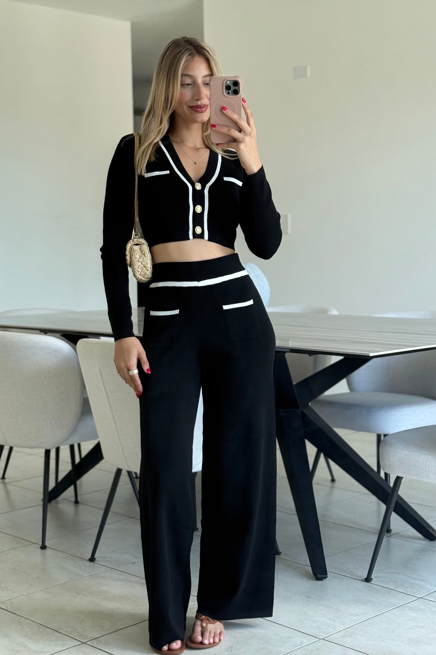 Cardigan Top & Hoght Waist Pant