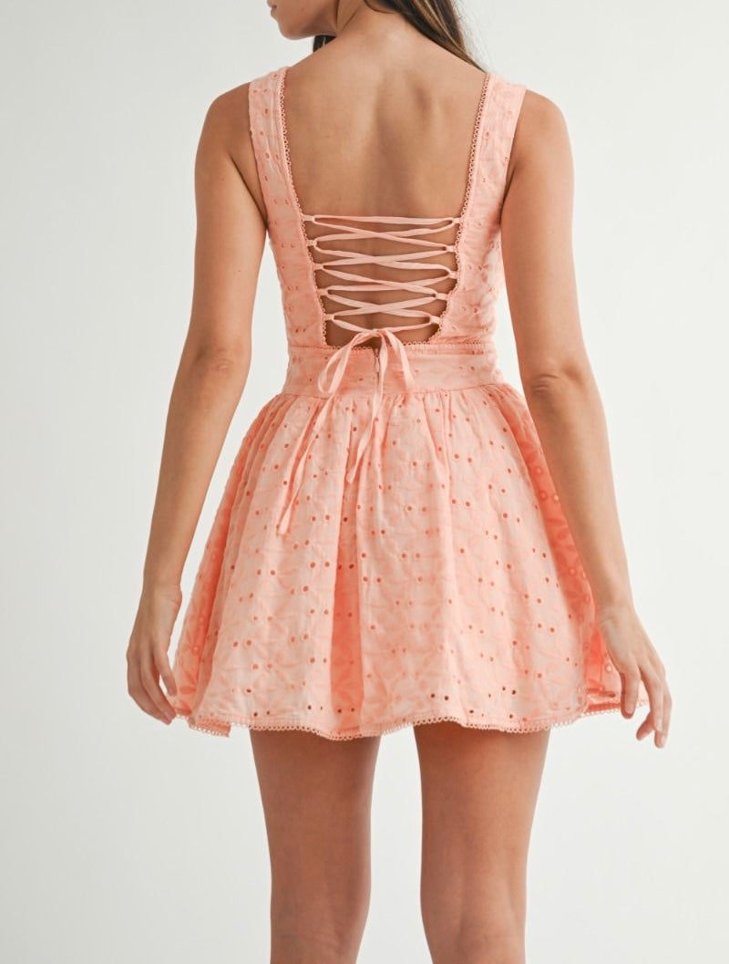 Peach Eyelet Dress PREORDER 05/01/25 Aprox