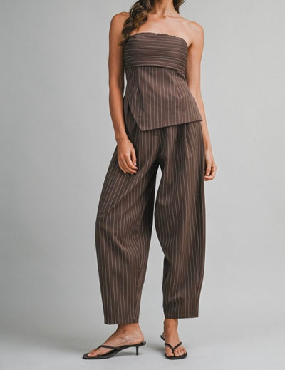 Pinstripe Strapless Pant Set PREORDER 12/22/25 Aprox