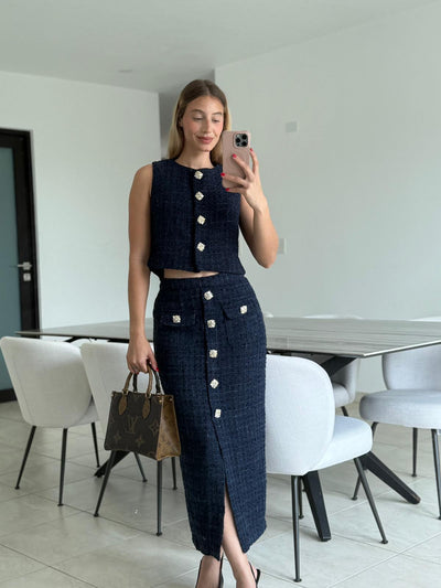 Crop Vest Top & Skirt Set PREMIUM COLLECTION