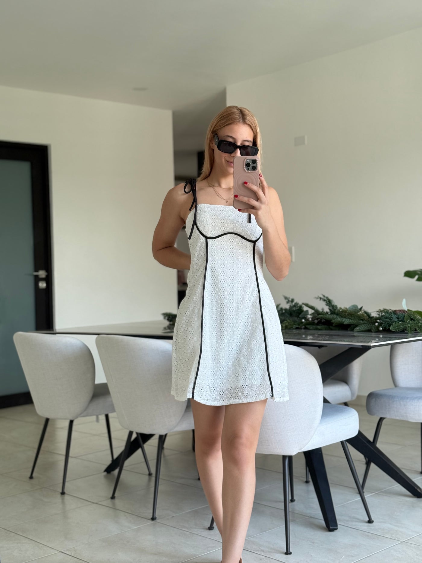 White Short Trim Dress