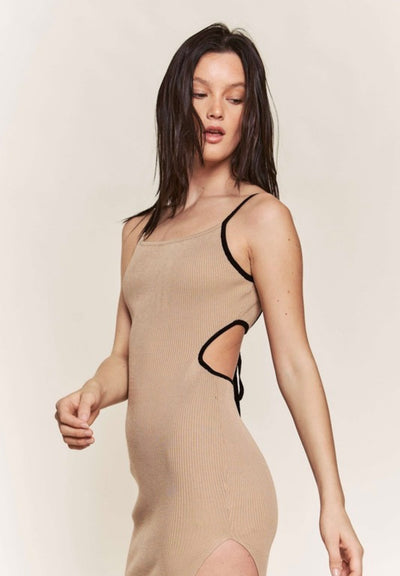 Taupe Back Cut Out Dress