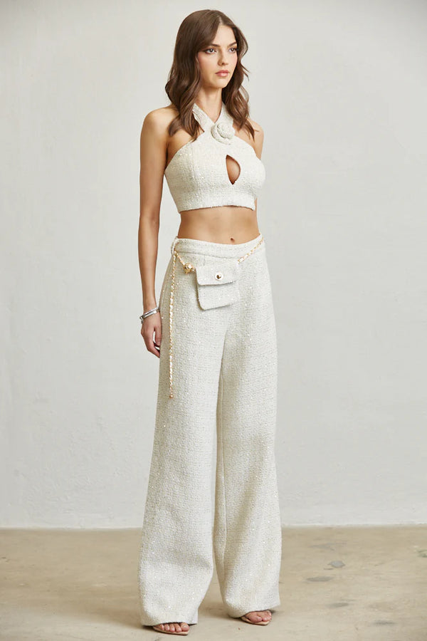 Sequined Tweed Top & Pant Set      PREMIUM COLLECTION