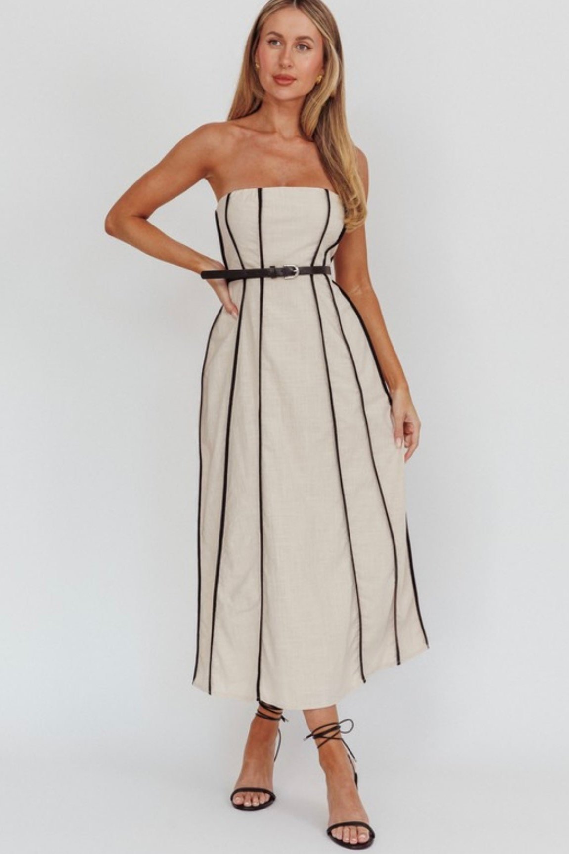 Contrast Trim Midi Dress