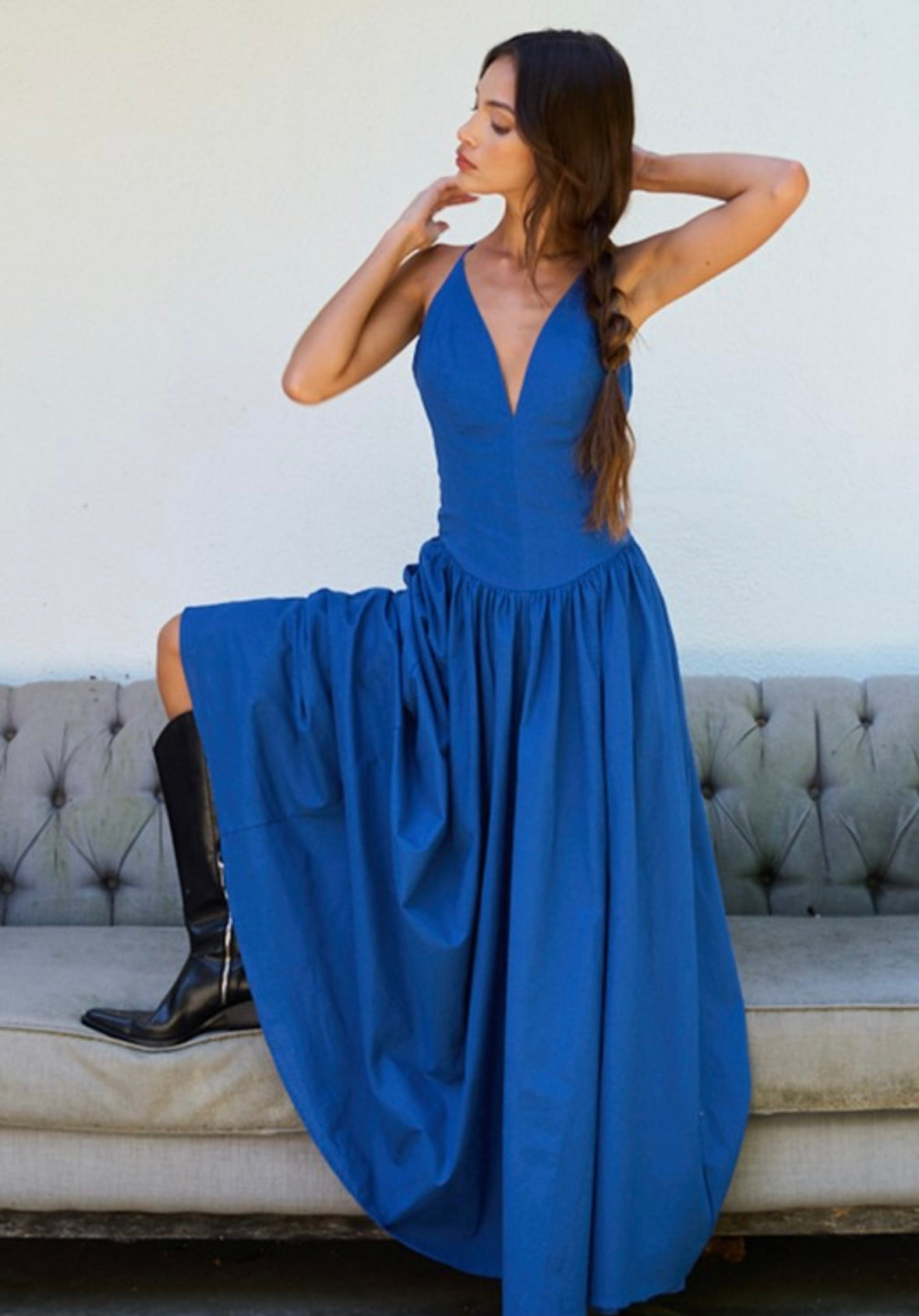 Open Back Royal Blue Maxi Dress PREORDER 09/30/24 Aprox