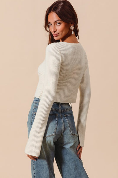 Tie Front Knit Sweater