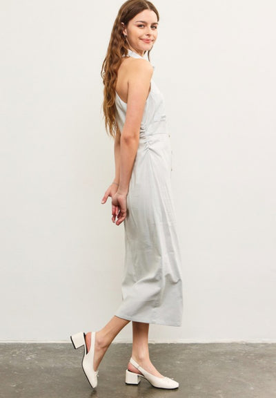 Chambray Side Rushed Dress PREORDER 02/11/25 Aprox