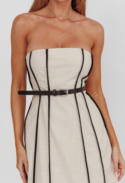 Contrast Trim Midi Dress