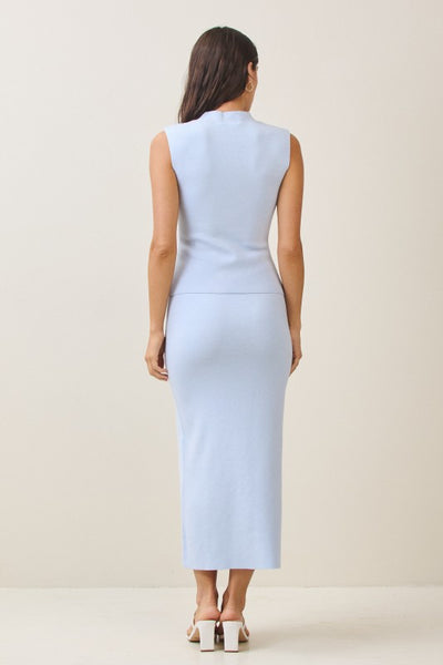 Pleated Front Top & Skirt Set