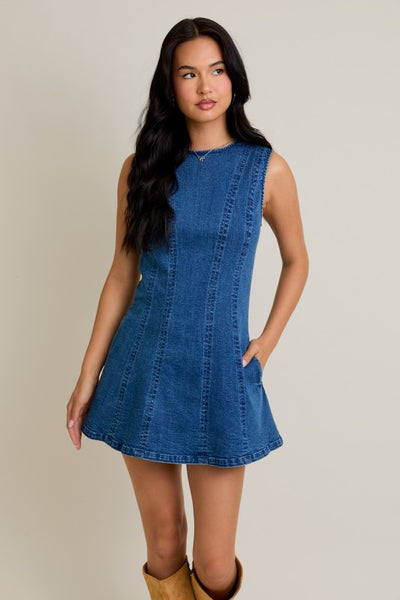 Round Neck Denim Dress PREORDER 11/15/25 Aprox